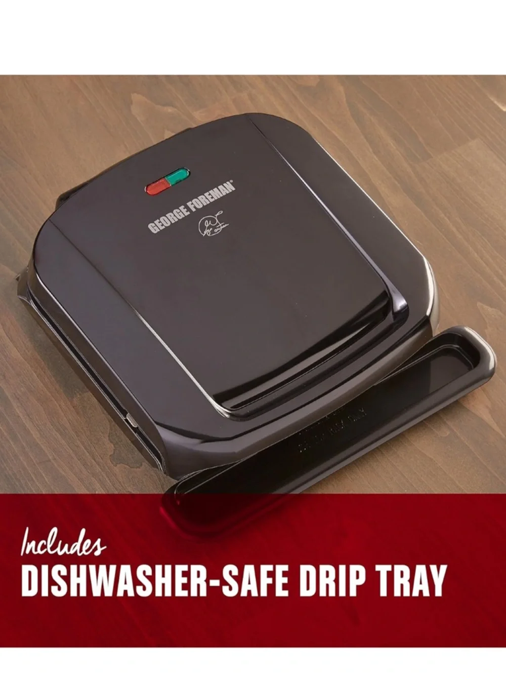 George Foreman 4-Serving Removable Plate Electric Grill, Black - Ship Alone - Picture 4 of 6